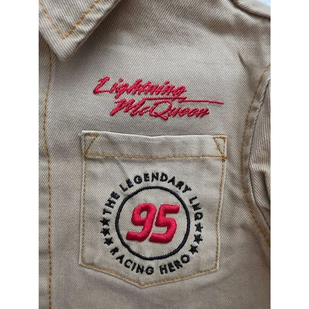 Disney Pixar Cars Jacket Tan Brown Lightning McQueen Mater Size 12 months Nwt